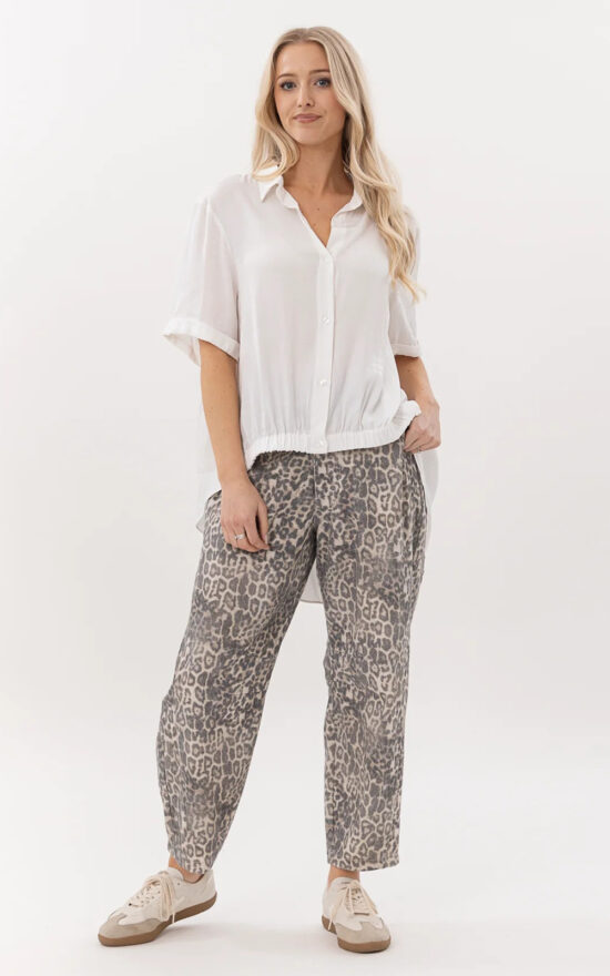 Leopard Barrel Jean product photo.