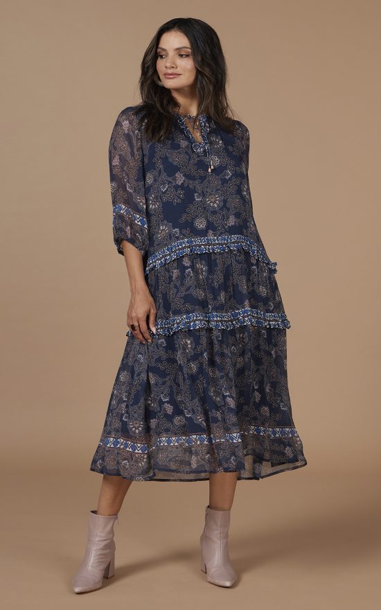 Wood Craft Midi Dress product photo.