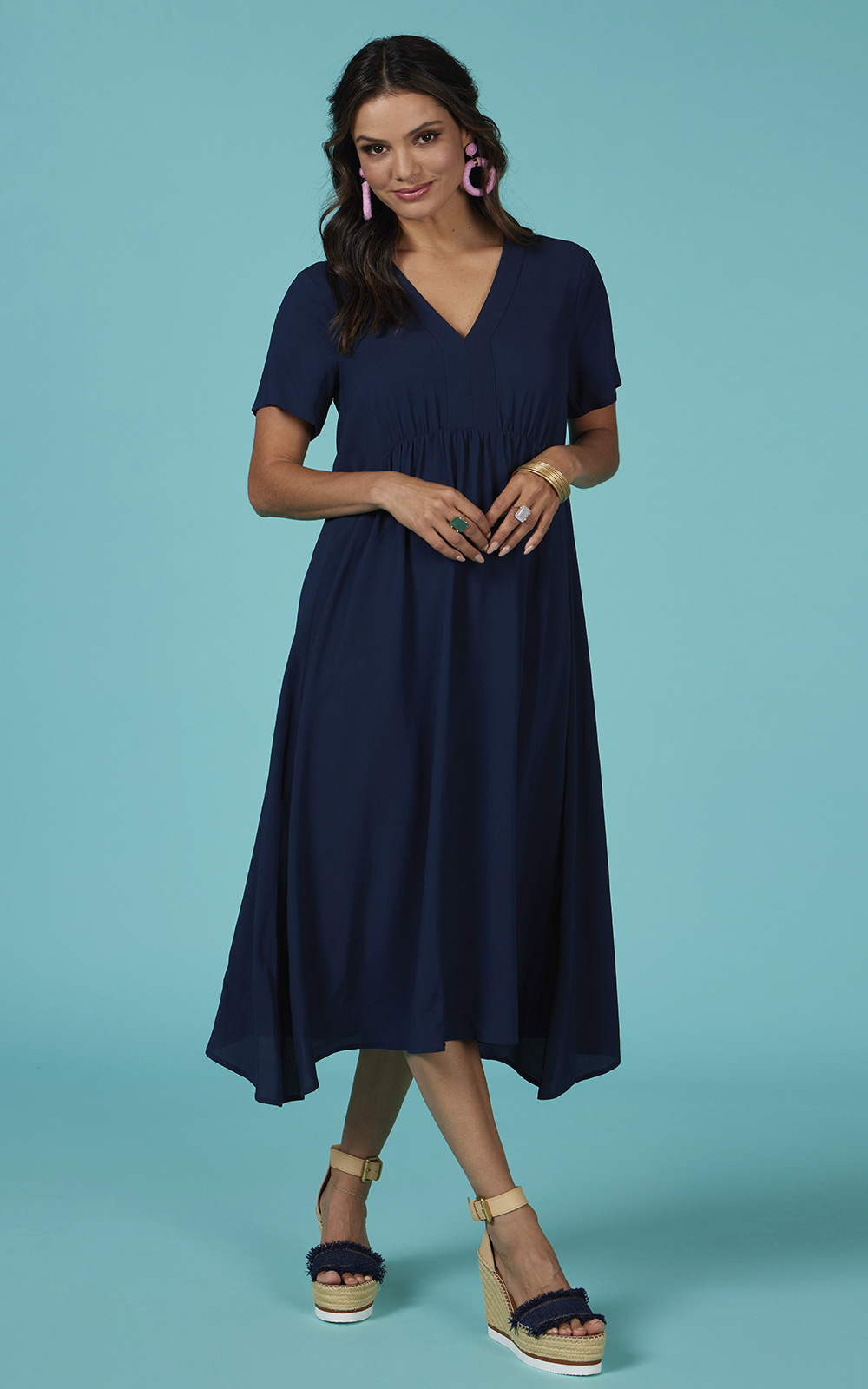 Getty Midi Dress in Indigo