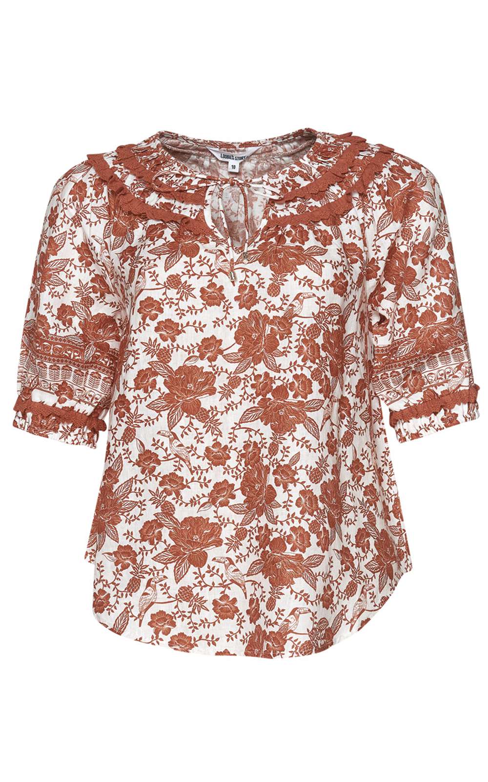 Etched Blouse in Tan Multi