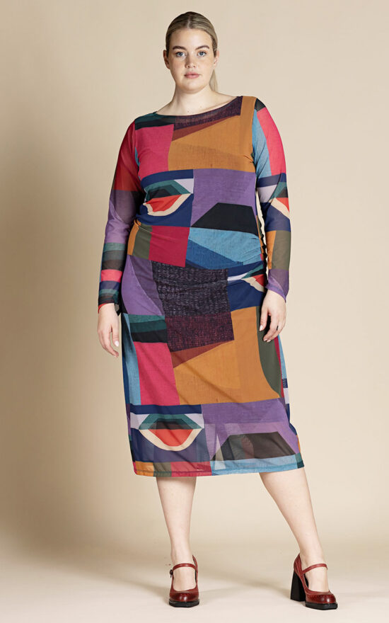 Kaleidoscope Ruched Dress product photo.