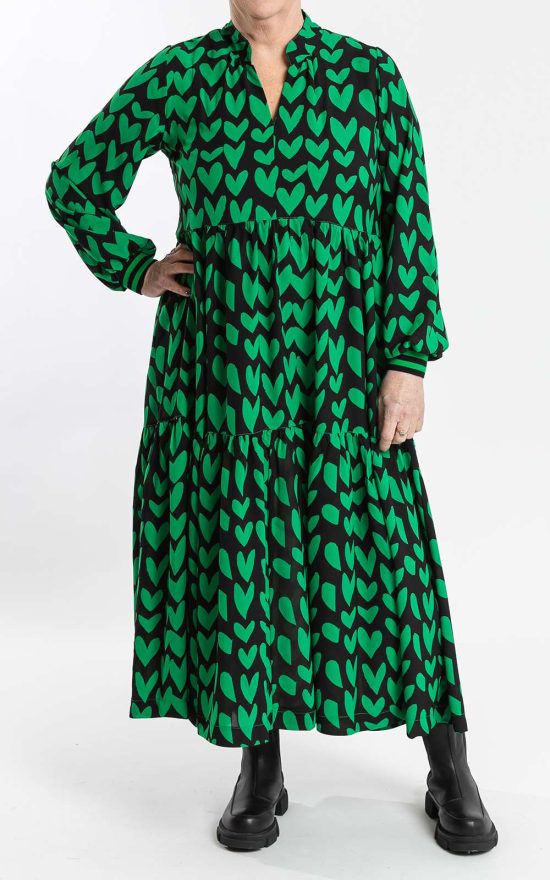Collar Tiered Dress Green With Envy product photo.