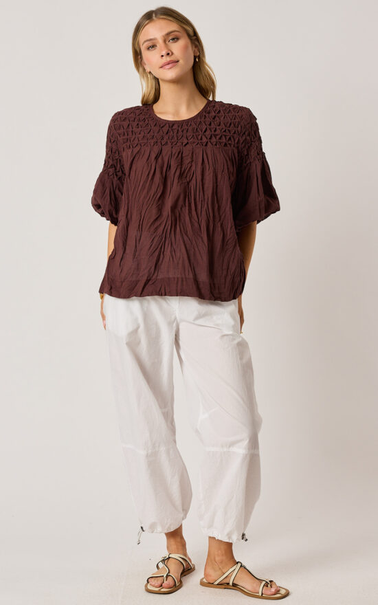 Millie Smocked Top product photo.