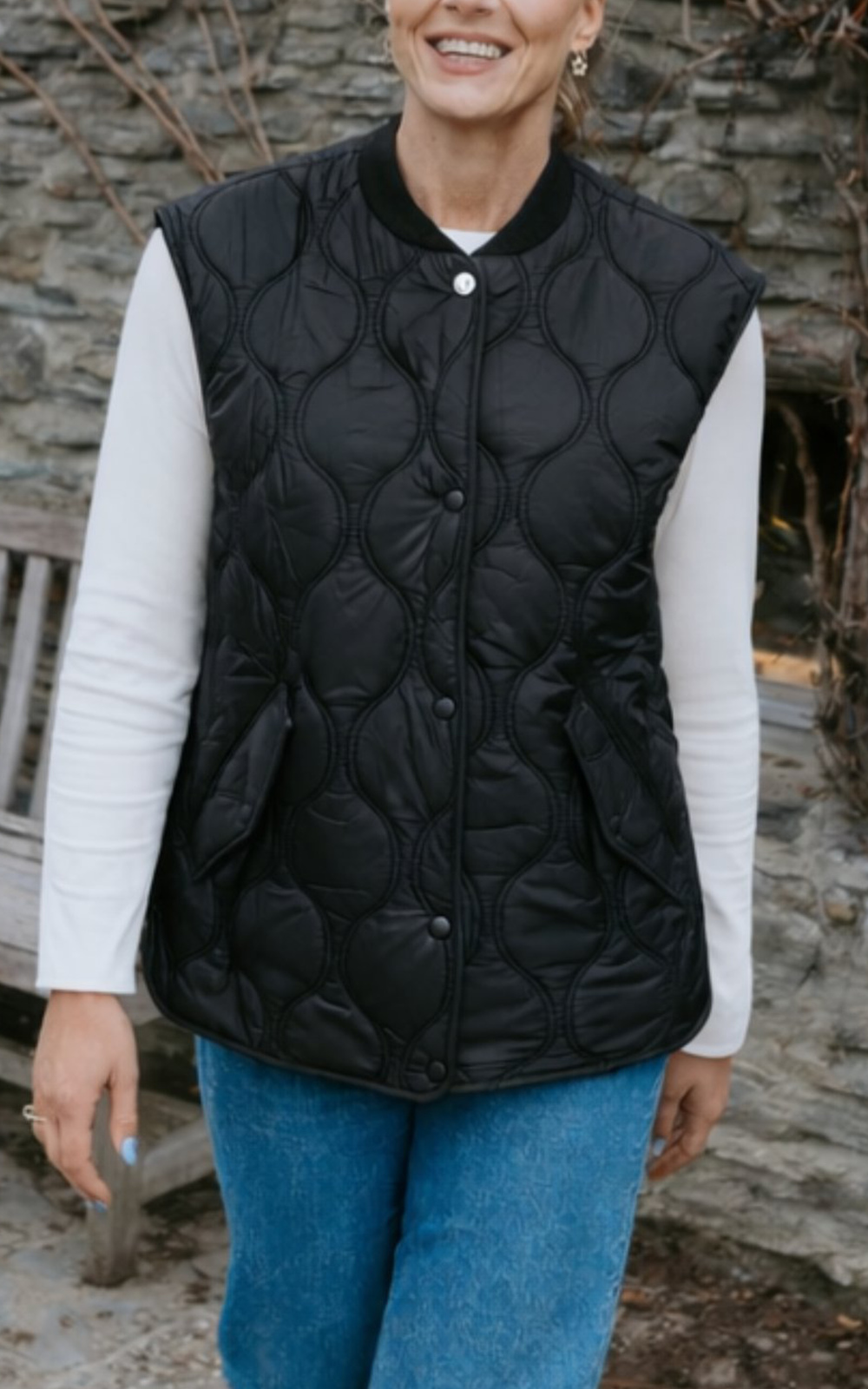 Neve Quilted Vest product photo.