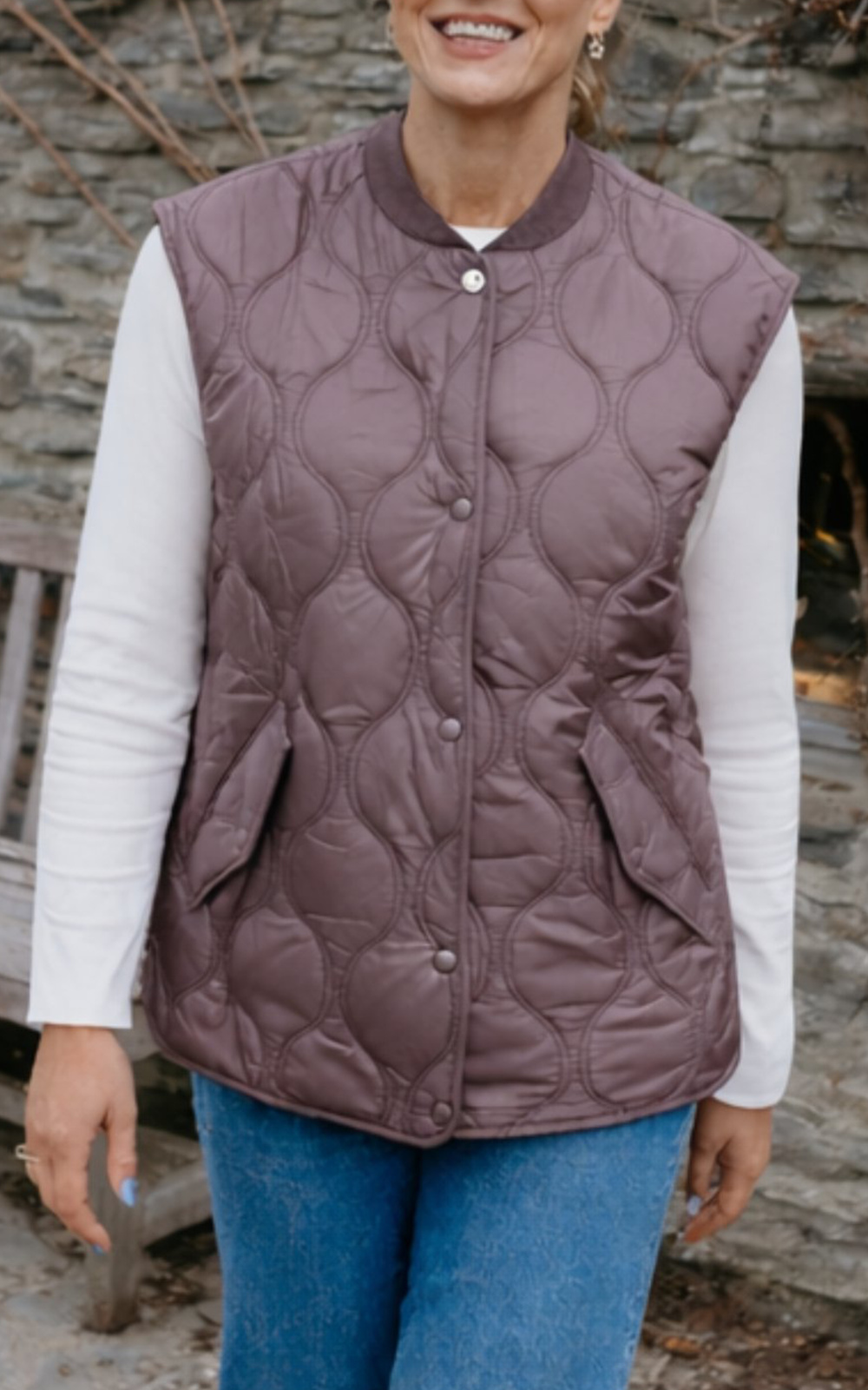 Neve Quilted Vest product photo.