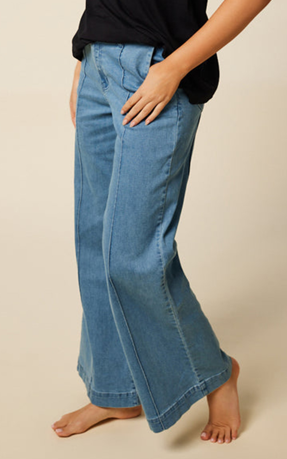 Wide Leg Jeans product photo.