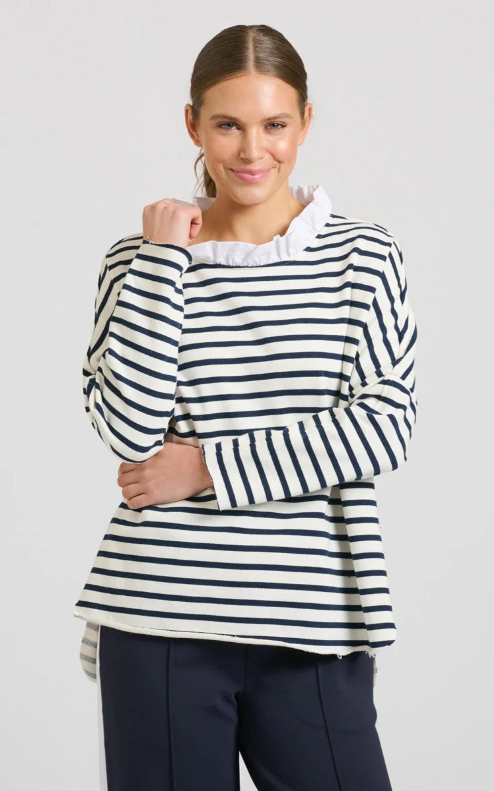 Raw Frill Neck Sweatshirt product photo.