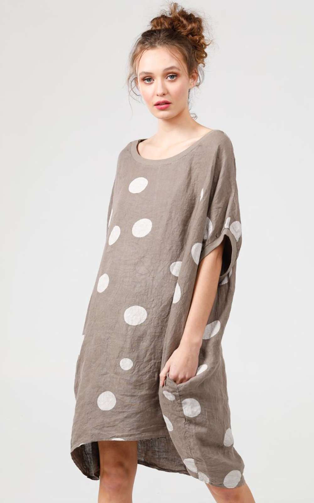 Taupe spot dress hotsell