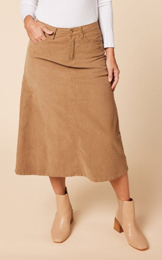 A-Line Corduroy Skirt product photo.