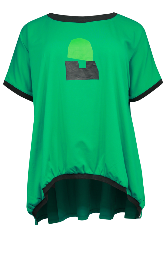 Elite Tee Green With Ribbed Hem  product photo.