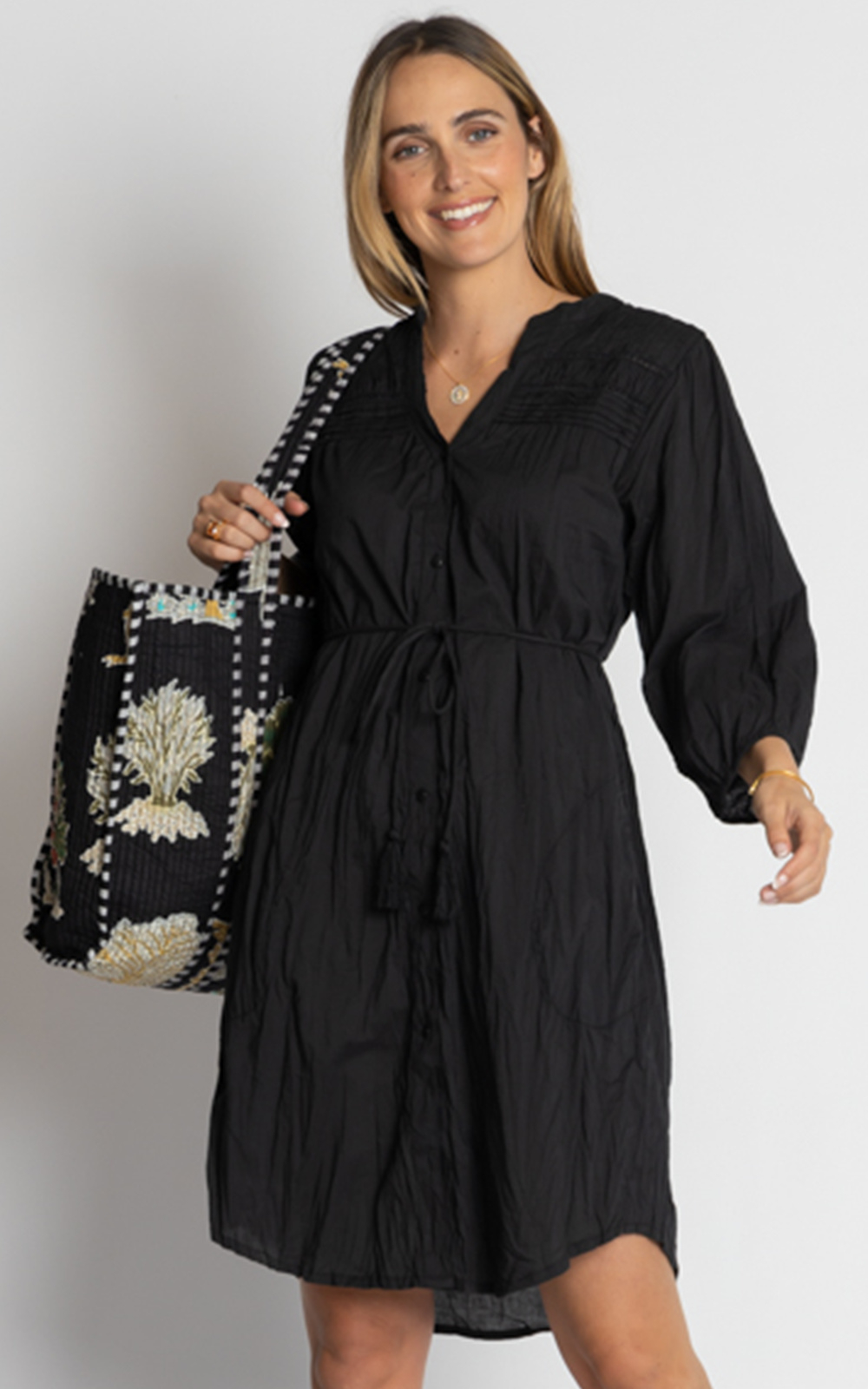 Shayna Button Dress product photo.