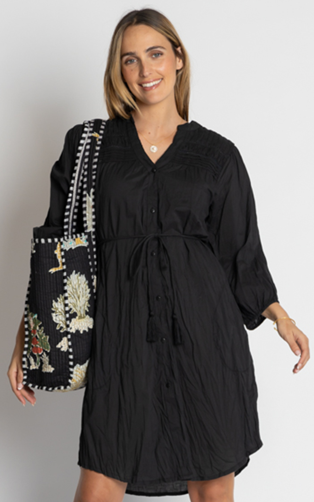 Shayna Button Dress product photo.