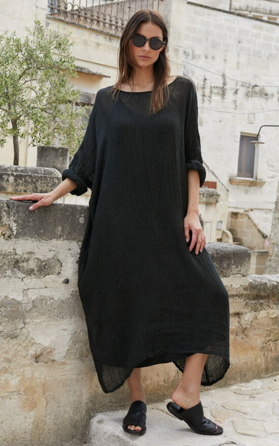 St Barts Dress In Linen Gauze product photo.