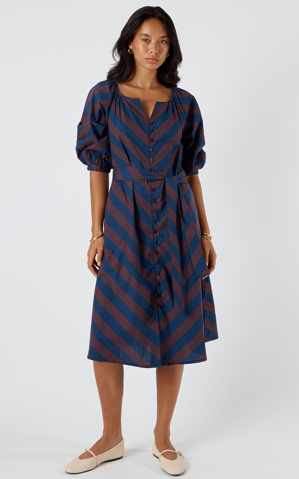 Stripe Button Dress product photo.