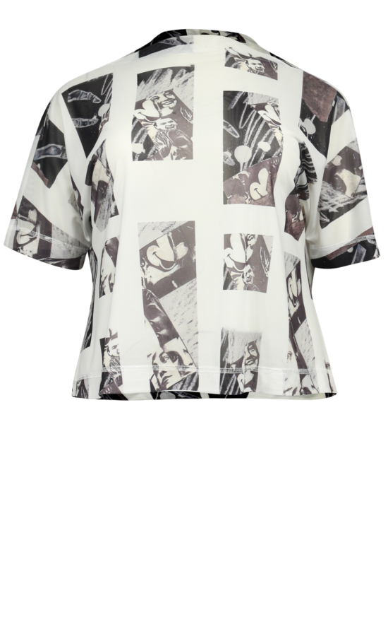 Mesh T Shirt In Assemblage Block Print product photo.