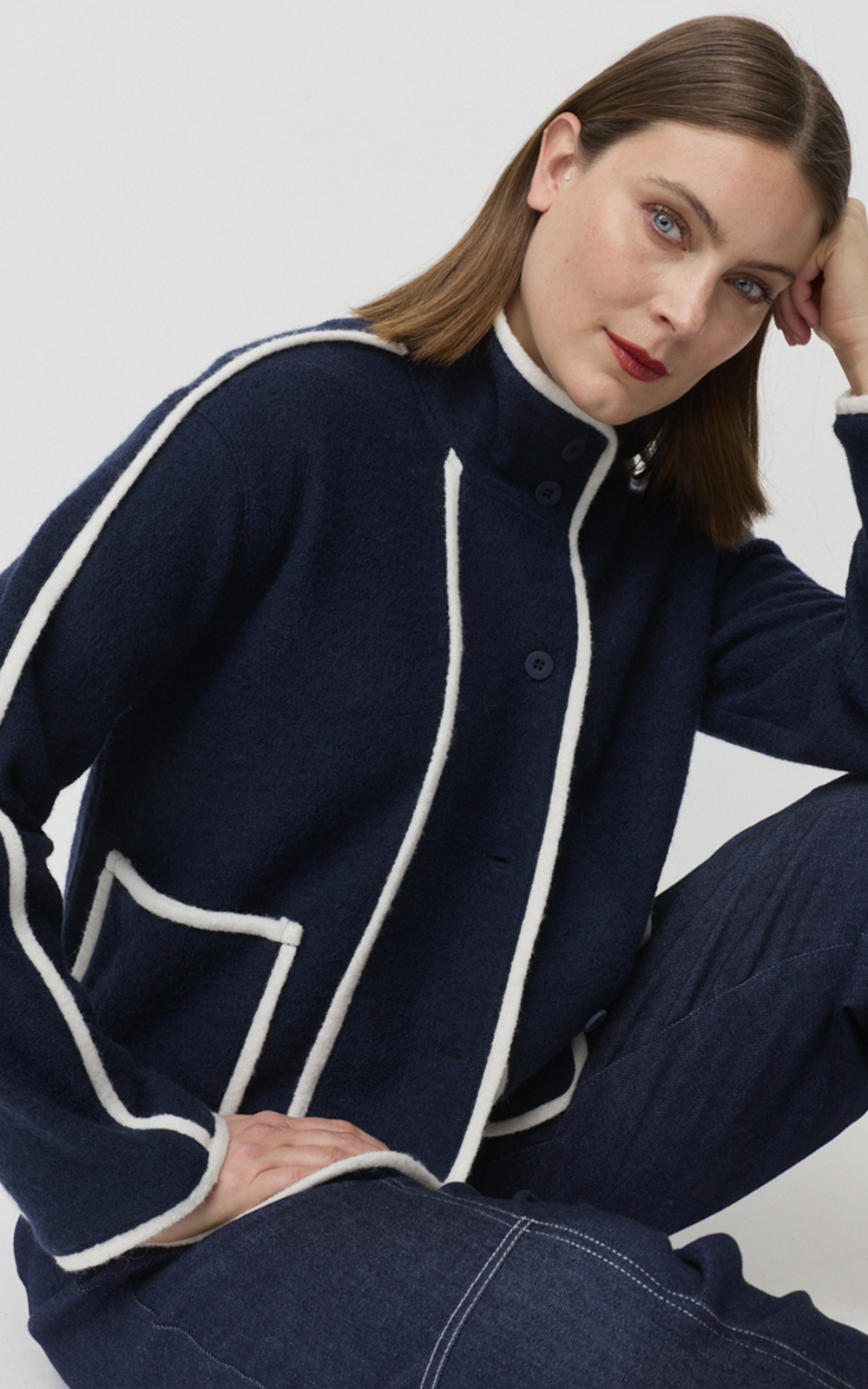 Contrast Boiled Wool Jacket product photo.