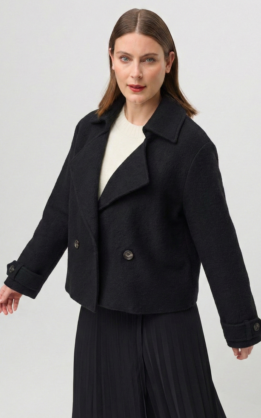Cropped Boiled Wool Jacket product photo.