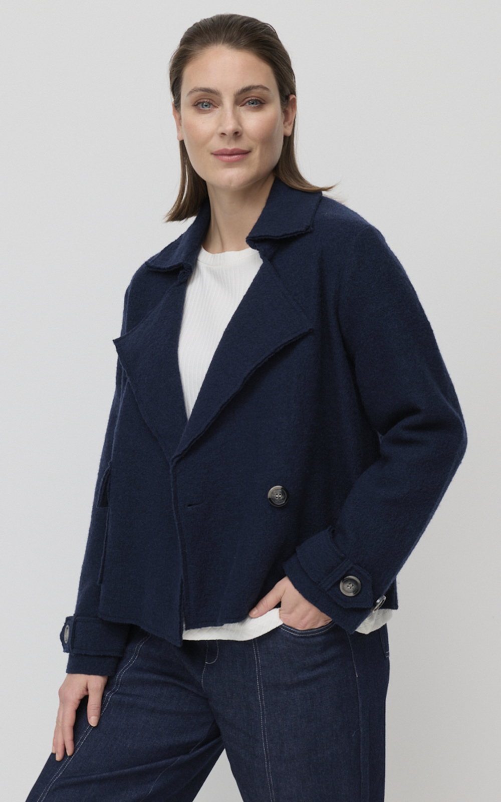 Cropped Boiled Wool Jacket product photo.