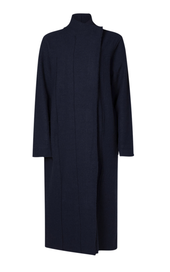 Collared Boiled Wool Coat product photo.
