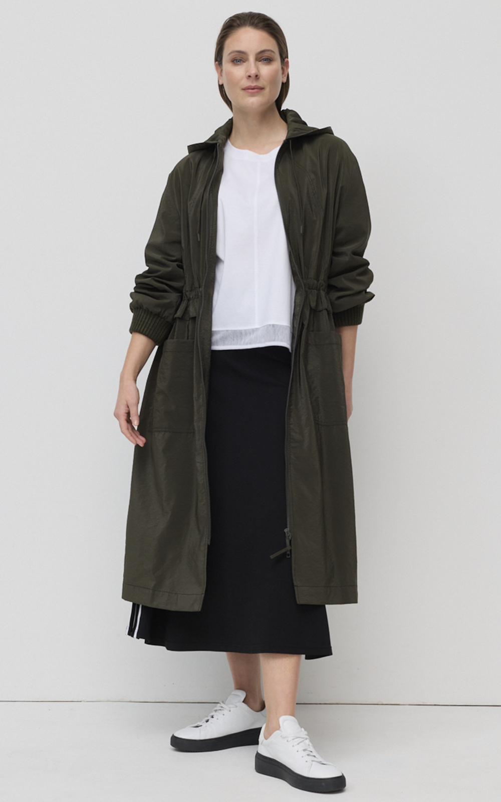 Twin Stripe Ponte Skirt – Zebrano | Designer Clothing NZ