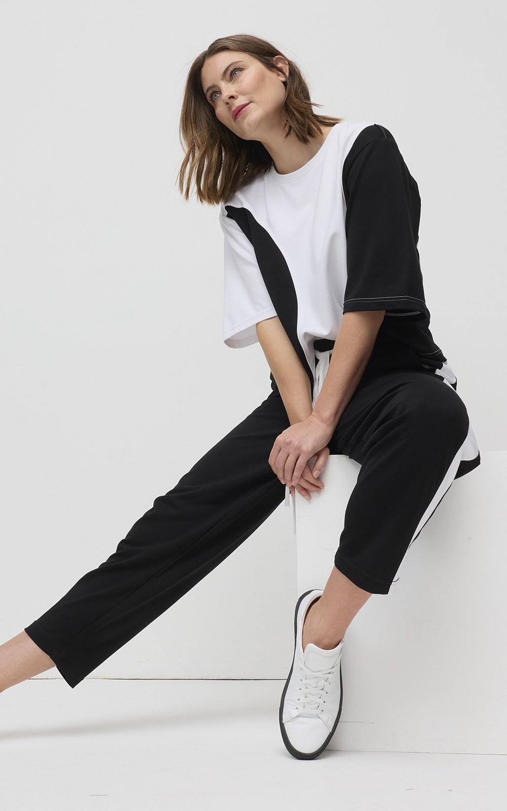 Side Stripe Ponte Jogger product photo.