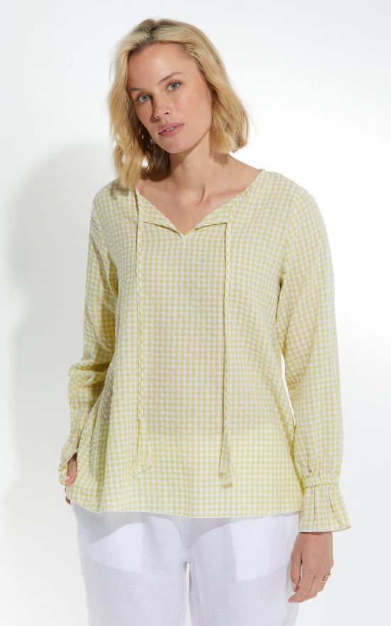 L/S Gingham Top product photo.