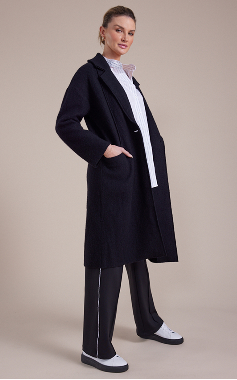 L/S Boiled Wool Coat – Zebrano | Designer Clothing NZ