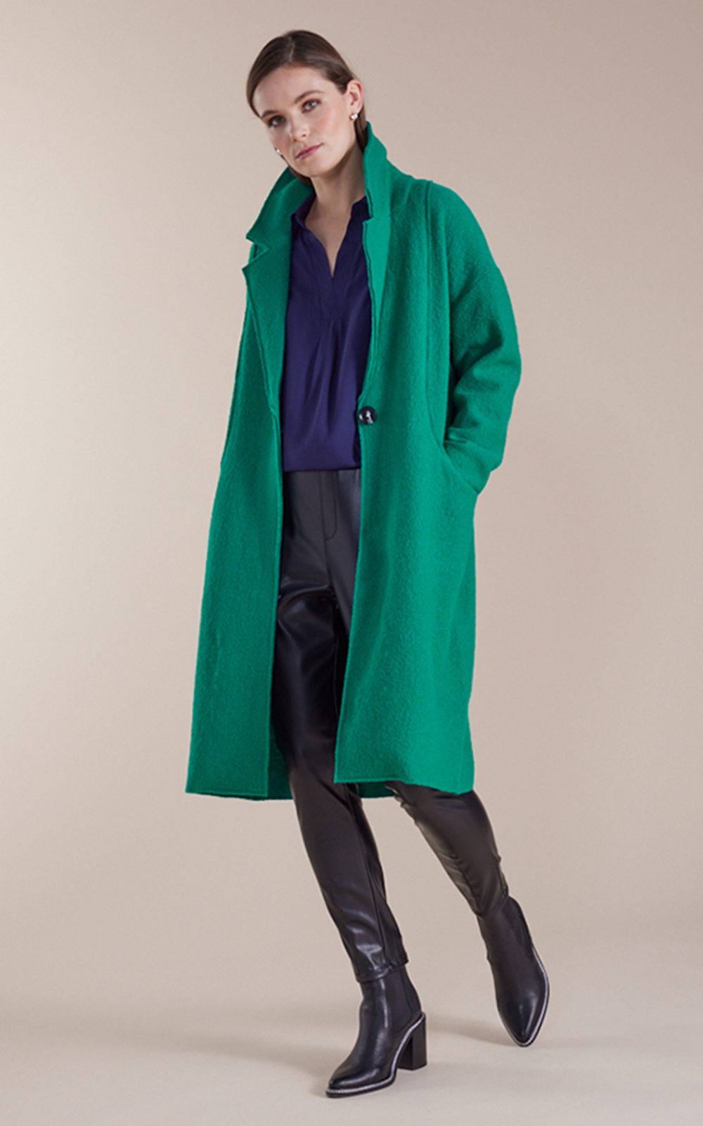 L/S Boiled Wool Coat – Zebrano | Designer Clothing NZ