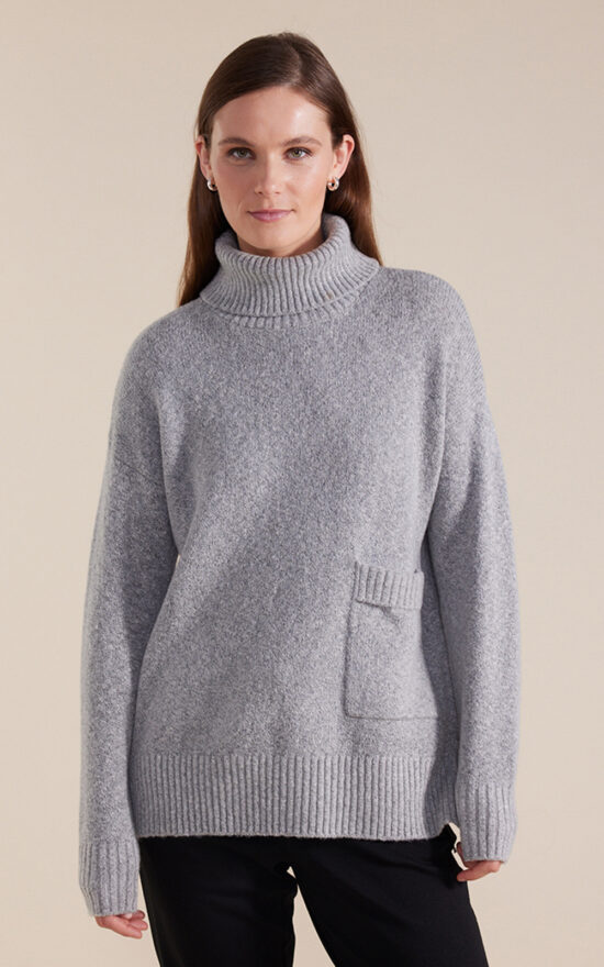Longline Roll Neck Sweater product photo.