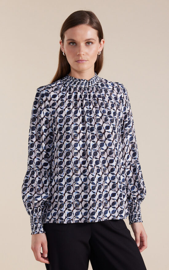 L/S Shirred Crystal Geo Top product photo.
