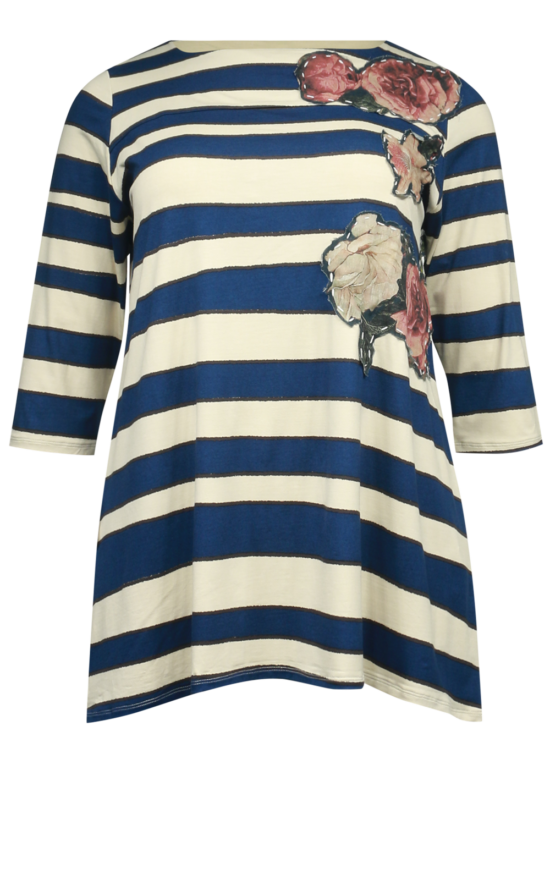 Stripes Swing Tee W Roses product photo.