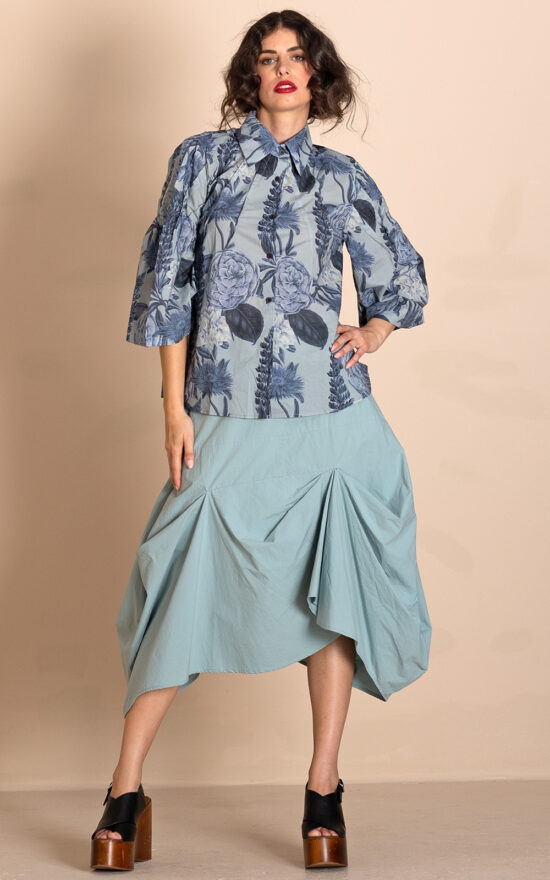 Blue Annuals Tuck Shirt product photo.