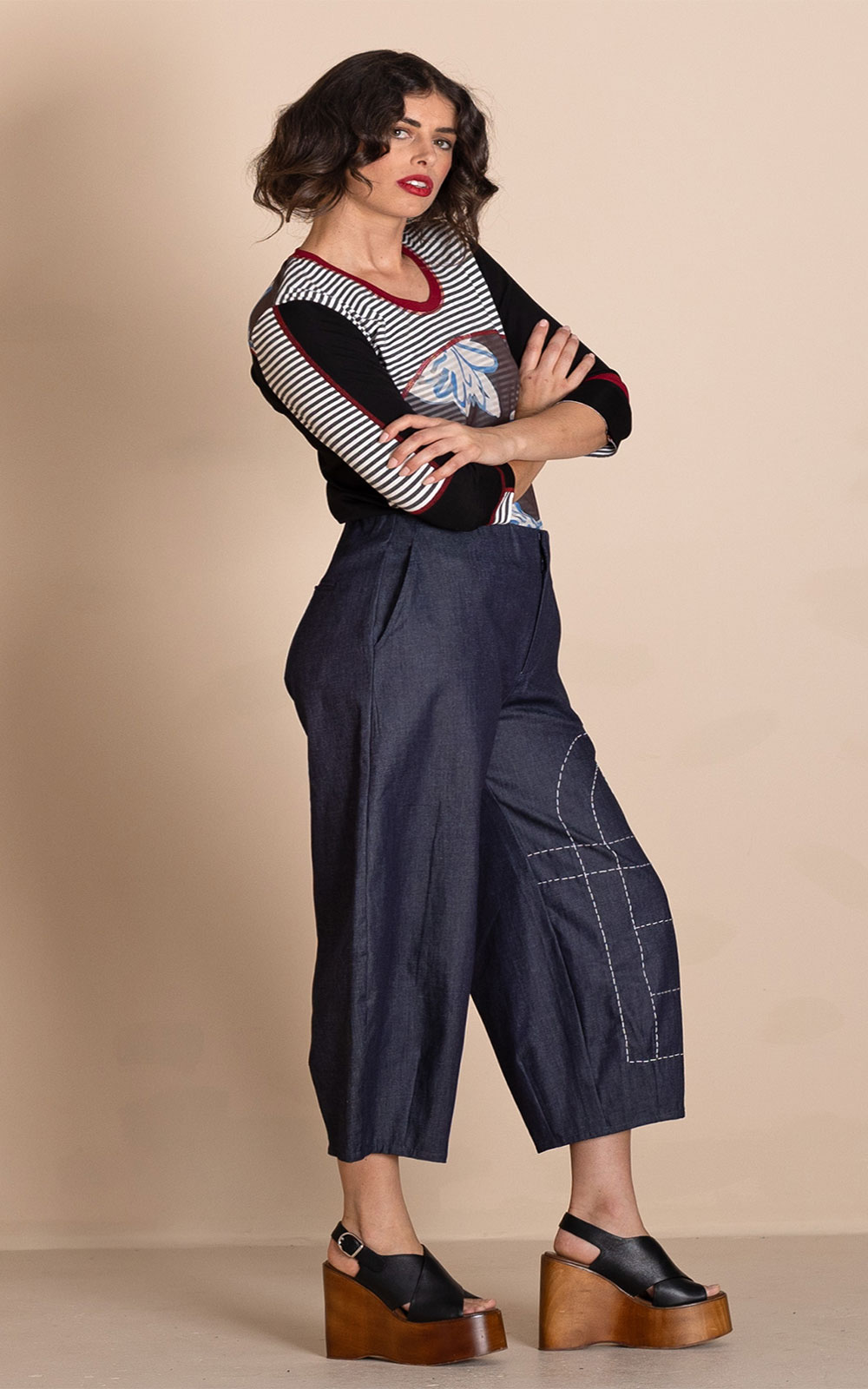 Denim Barrel Pant product photo.