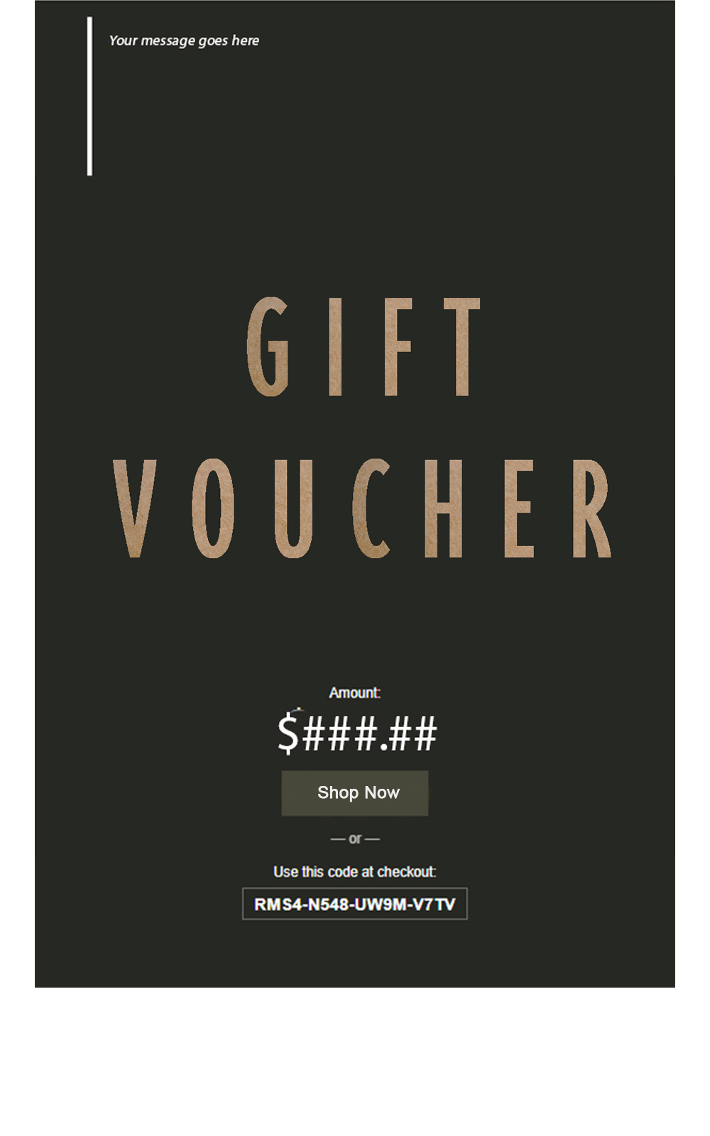 Zebrano digital gift voucher.